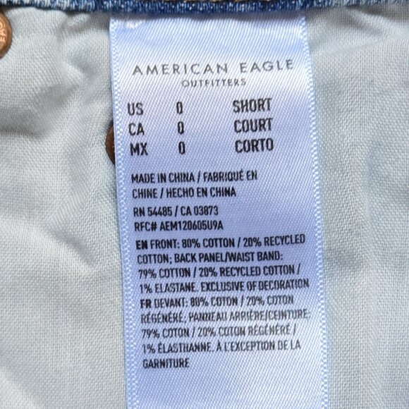 American Eagle Jeans Womens 0 Short Blue Stovepipe Strigid Mid Rise Distressed - Picture 14 of 16